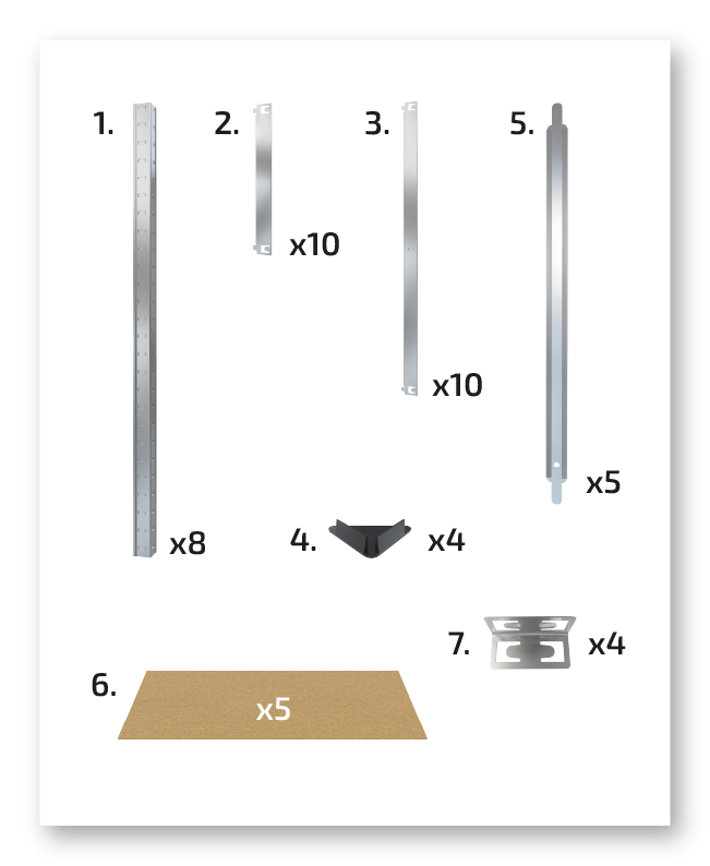 Комплектация стеллажа Мультирек