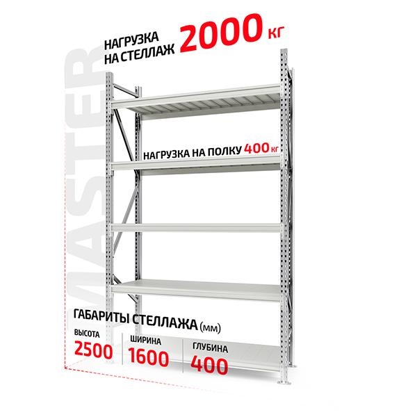 Полочный стеллаж Master 2500x1500x400-5
