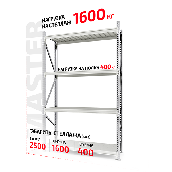 Полочный стеллаж Master 2500x1500x400-4