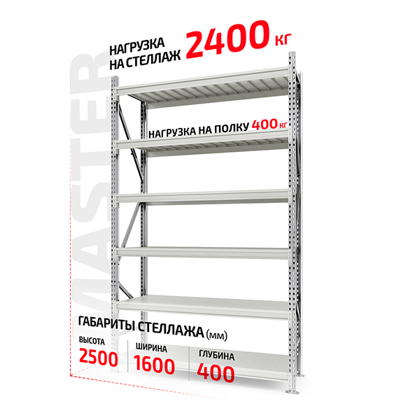 Полочный стеллаж Master 2500x1500x400-6