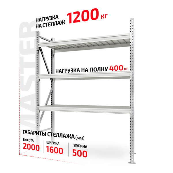 Поличний стелаж Master 2000x1500x500-3
