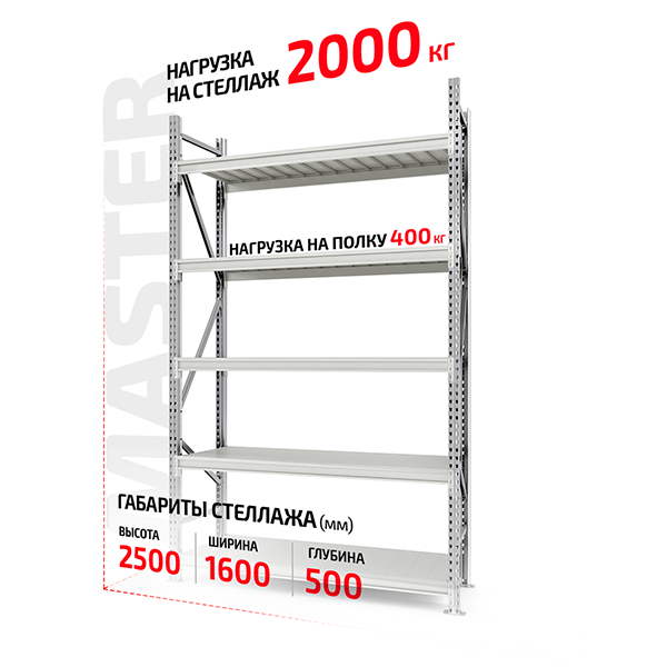Полочный стеллаж Master 2500x1500x500-5